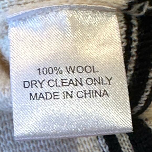 Pearl by Lela Rose Women’s Medium Ivory & Black Plaid Wool Mock Neck Sweater - Picture 4 of 5